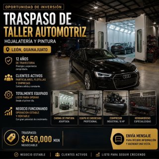 Traspaso Taller de Hojalatería y Pintura Equipado